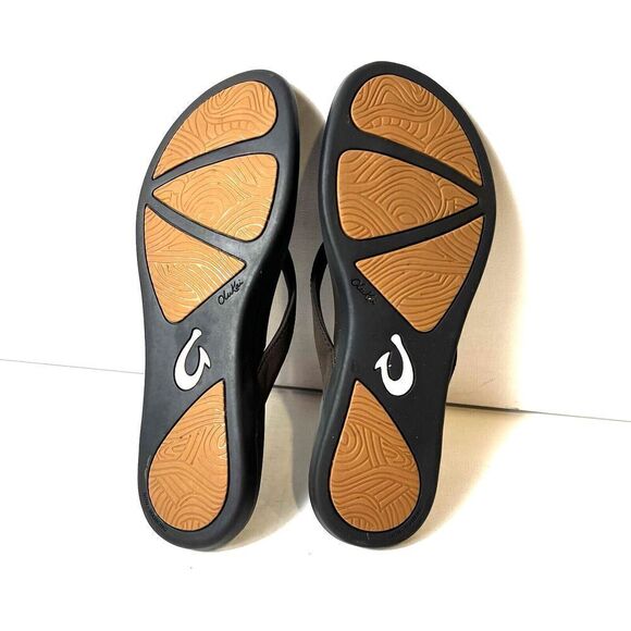 OluKai Brown Synthetic Thong Summer Flip Flop Sandal Womens Sz 11 Comfort Casual - Picture 9 of 9